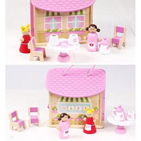 Casuta pentru papusi, Zola®, cafenea, 2 omuleti si accesorii, din lemn, 19x16x25.5 cm Casuta pentru papusi, Zola®, cafenea, 2 omuleti si accesorii, din lemn, 19x16x25.5 cm